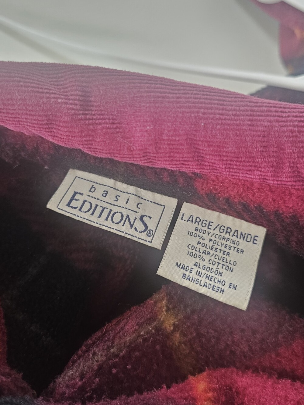 Basic Editions Checkered Pink Fleece Jacket Size L